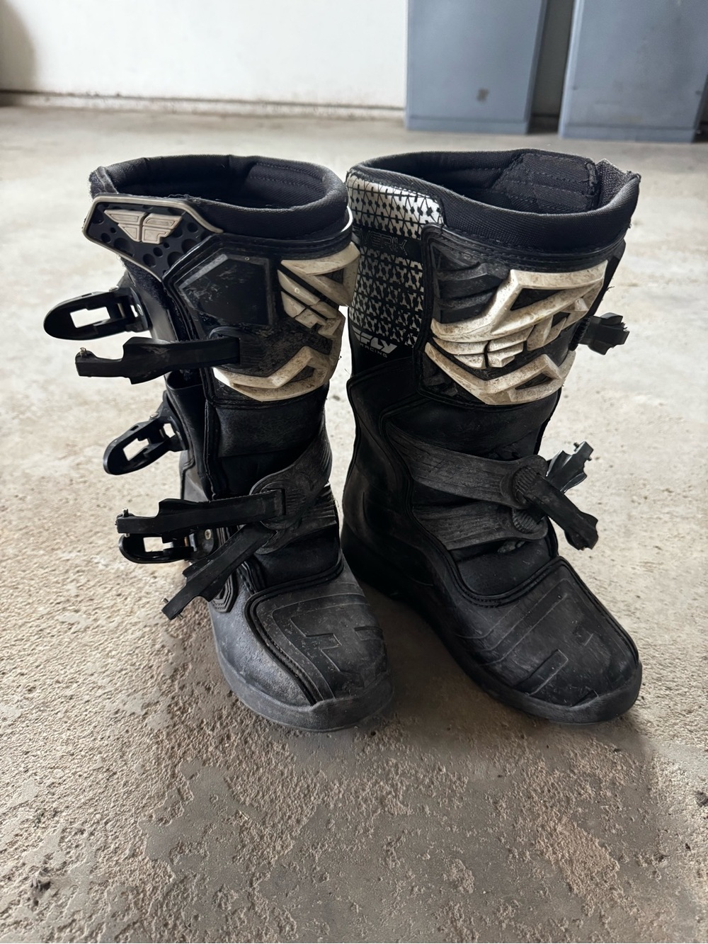 Kids Black Motocross Boots with White Accents